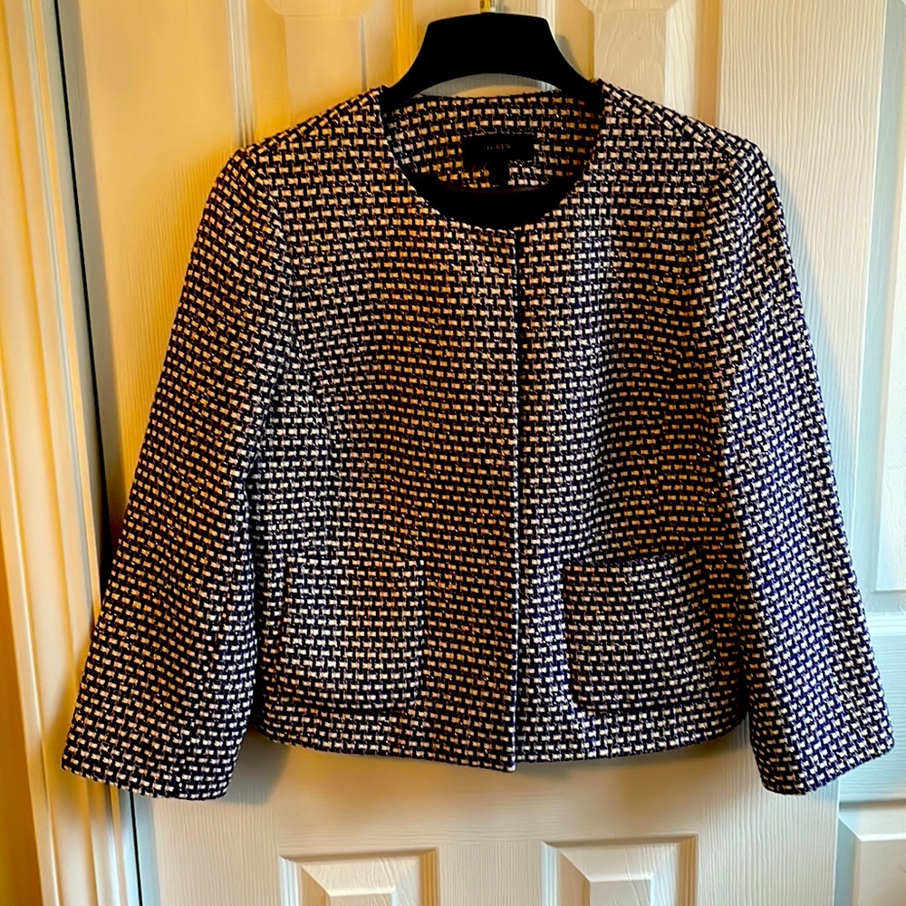 J. Crew Black and White Patterned Blazer